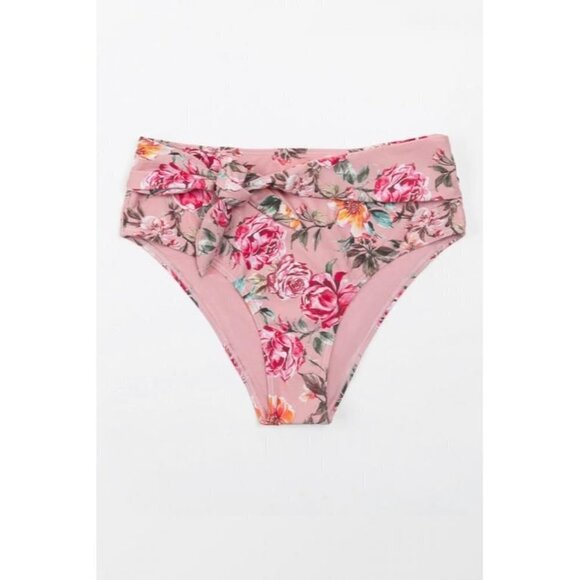 NWT Cupshe Rosy Outlook Molded Push Up Halter Bikini Top and Sash High Waist Bik - Picture 5 of 16